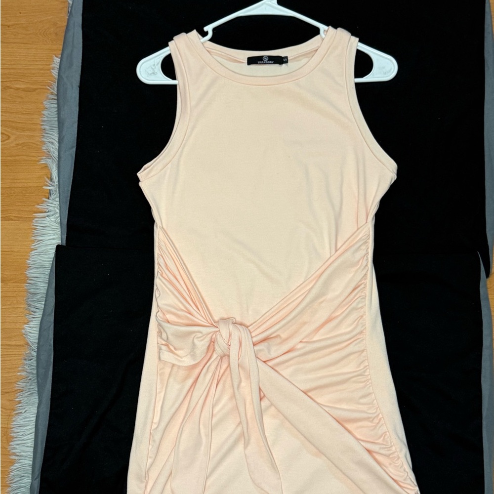 Lillusory Peach Tie-Front Dress